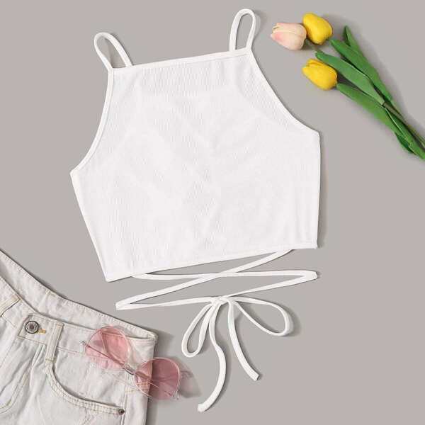 

Criss Cross Lace Up Cami Top