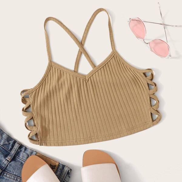 

Criss Cross Rib Knit Cami Top