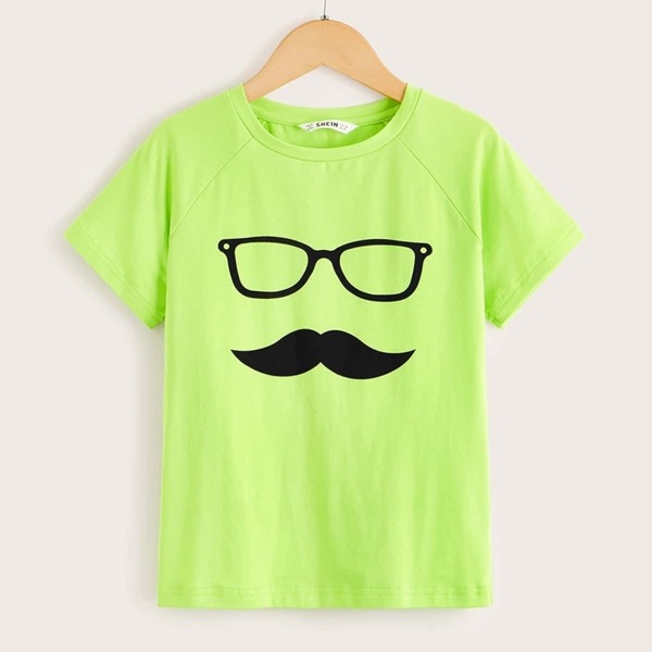 

Boys Neon Lime Raglan Sleeve Figure Print Tee