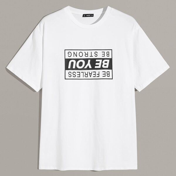 

Men Short Sleeve Slogan Print Tee