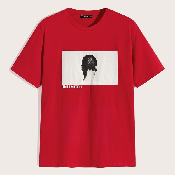

Men Figure and Letter Print Tee