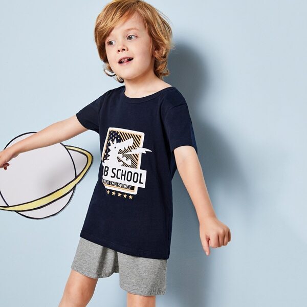 

Toddler Boys Cartoon & Letter Print Pajama Set