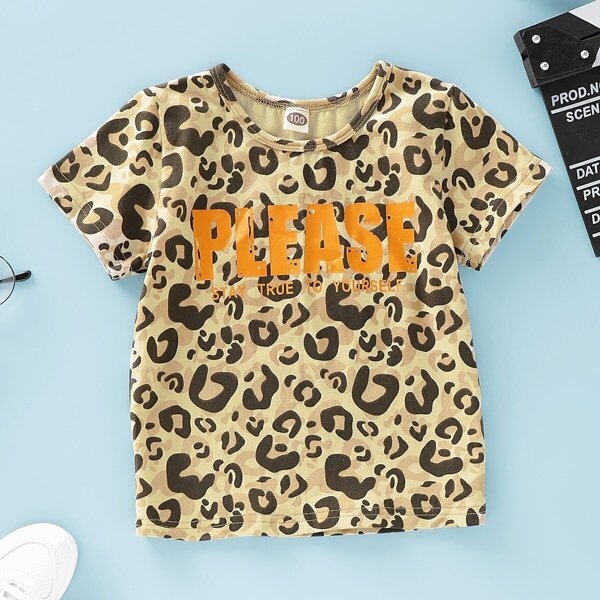 

Toddler Boys Leopard & Letter Print Tee, Multicolor