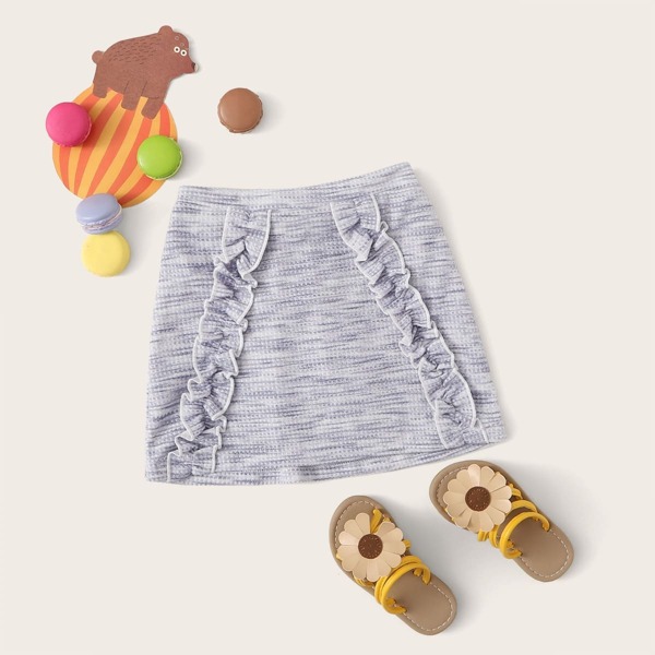 

Toddler Girls Frill Trim Marled Knit Skirt