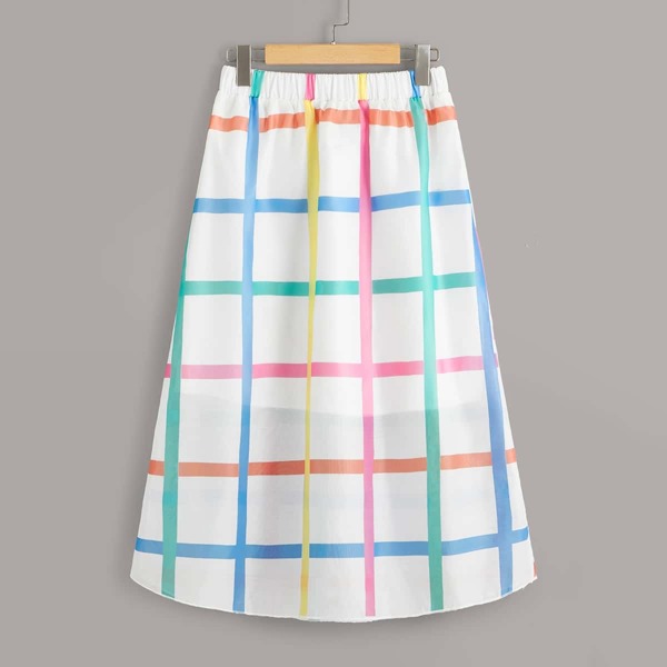 

Grid Print A-line Skirt