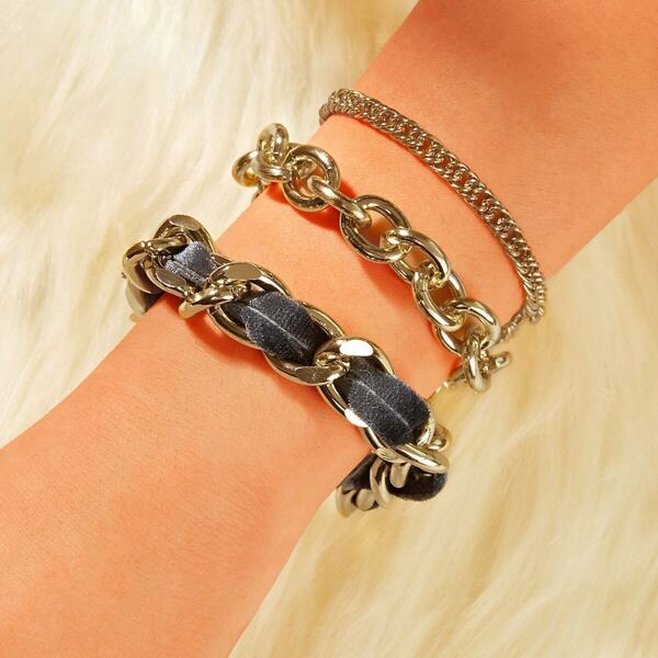 

Shell & Disc Charm Chain Bracelet 3pcs