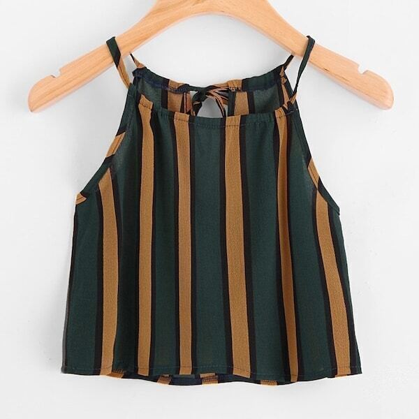 

Plus Tie Back Stripe Halter Top