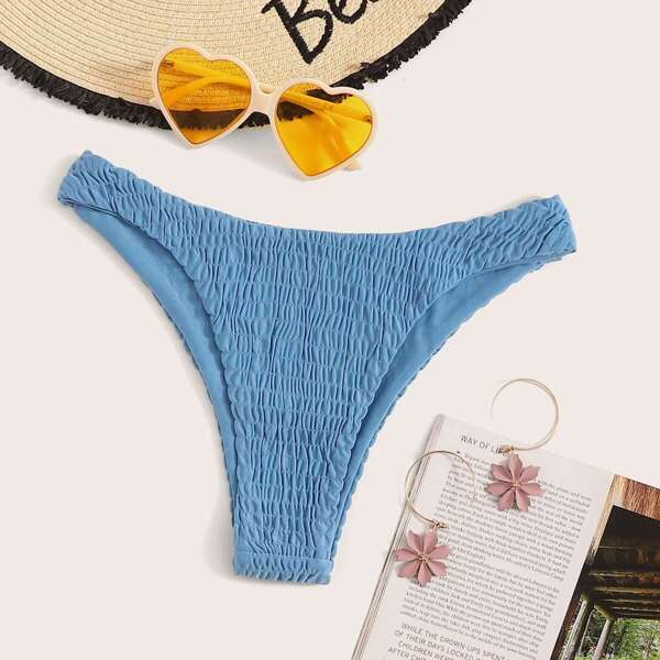 

Smocked High Cut Swimming Panty, Blue