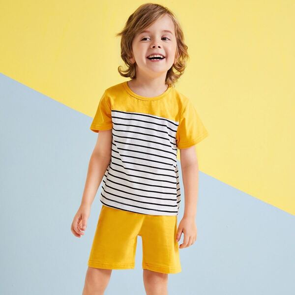 

Toddler Boys Striped Panel Tee & Shorts, Multicolor
