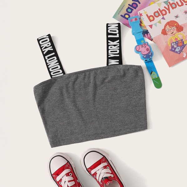

Girls Lettering Strap Crop Top