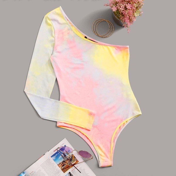 

One Shoulder Tie Dye Fitted Bodysuit