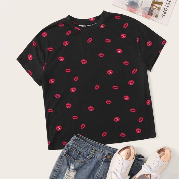 

Short Sleeve Lip Print Tee