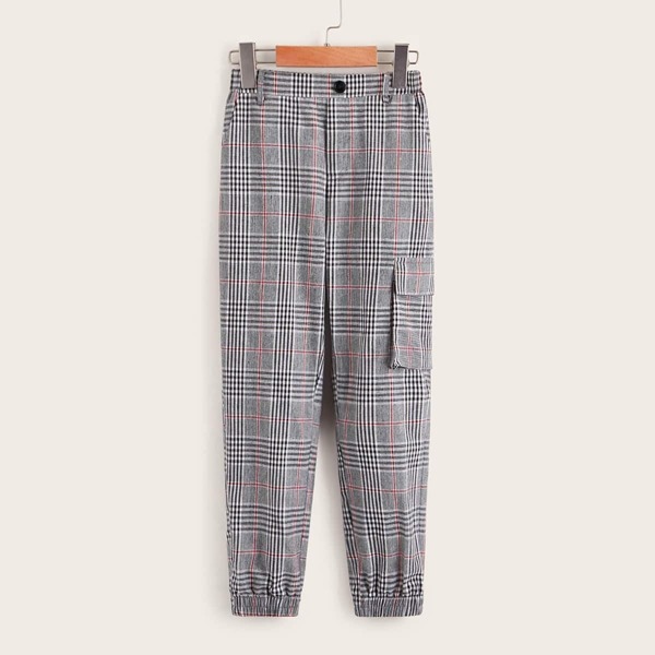 

Boys Plaid Button Fly Pocket Side Pants