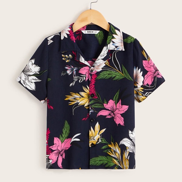 

Boys Button Fly Revere Neck Shirt, Multicolor