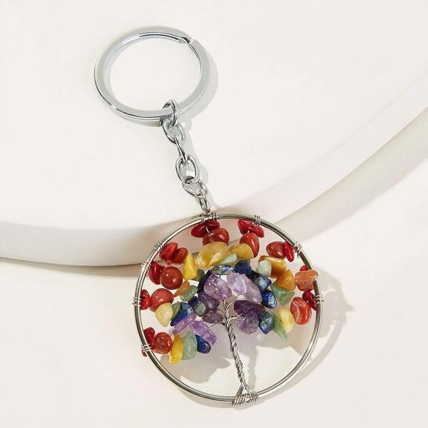 

Gem Gravel Decor Circle Keychain, Multicolor