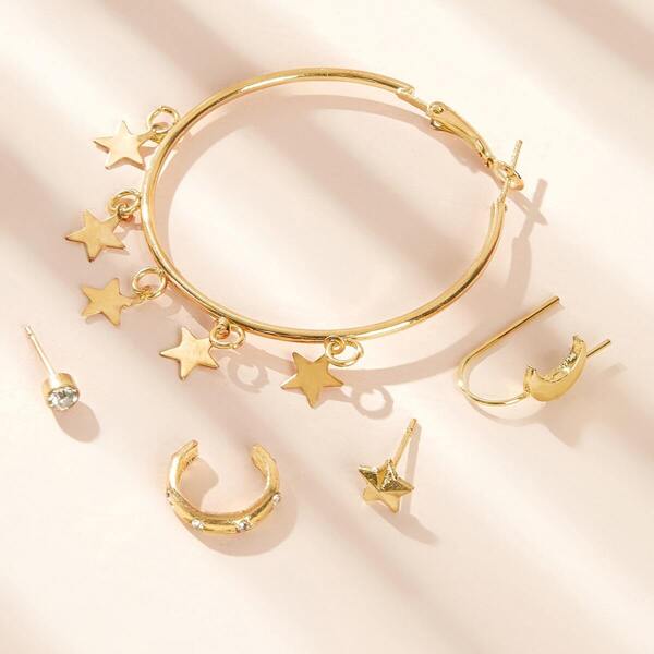 

Star Charm Mismatched Oversized Earrings 5pcs