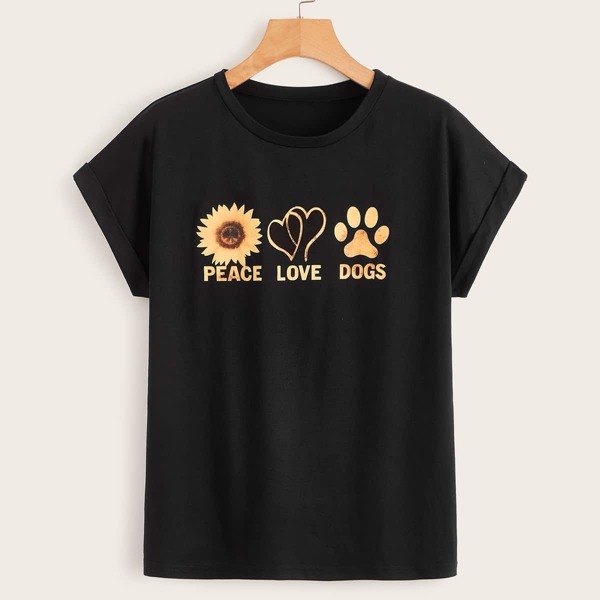 

Sunflower & Letter Graphic Tee