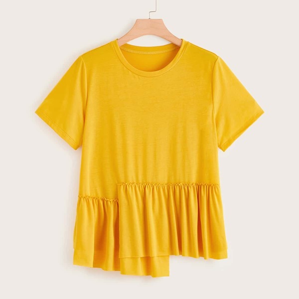 

Plus Asymmetric Ruffle Hem Tee
