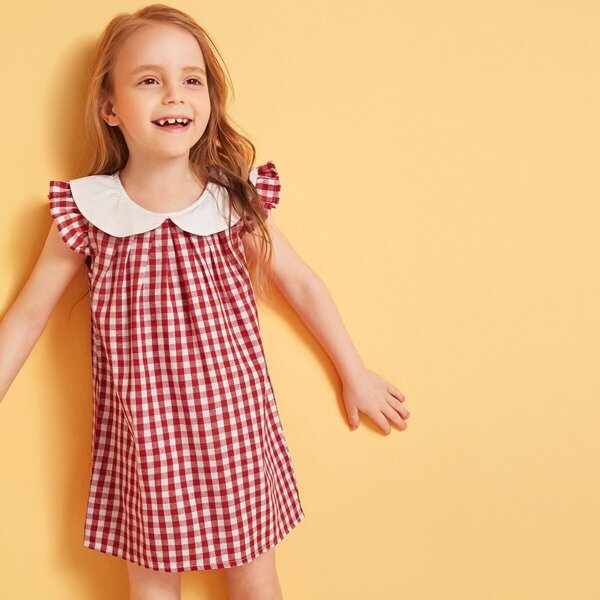 

Toddler Girls Gingham Peter Pan Collar Dress