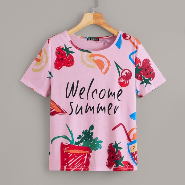 

Letter & Fruit Print Tee