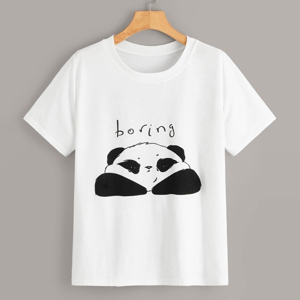 

Panda & Letter Print Tee