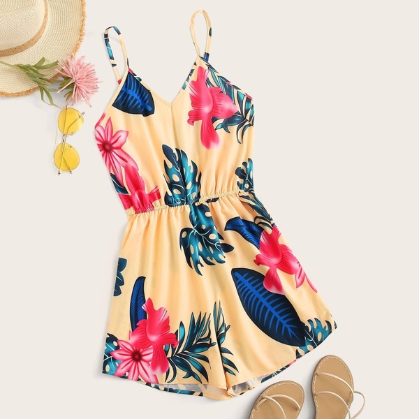 

Tropical Print Cami Playsuit