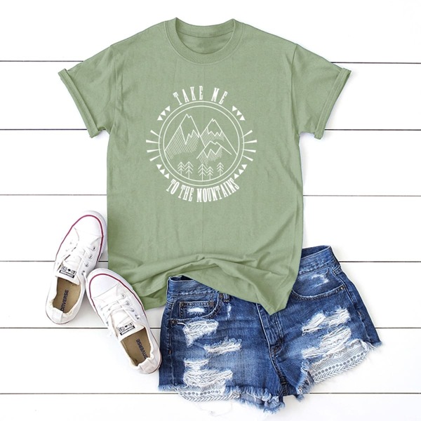 

Letter & Outline Mountain Graphic Tee, Green