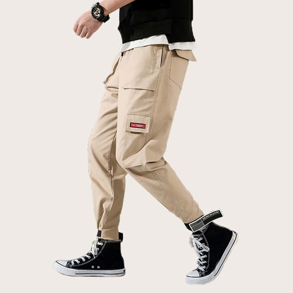 

Men Velcro Tape Detail Pocket Cargo Trousers