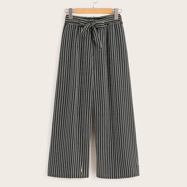 

Tie Waist Dot Print Wide Leg Pants