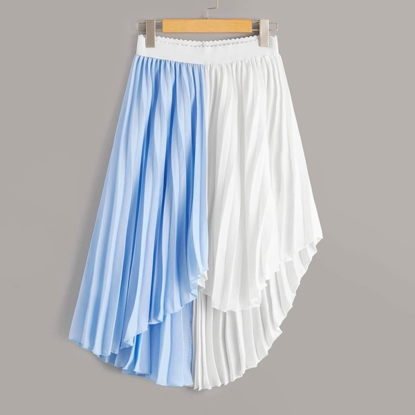 

Two Tone Pleated Asymmetrical Skirt