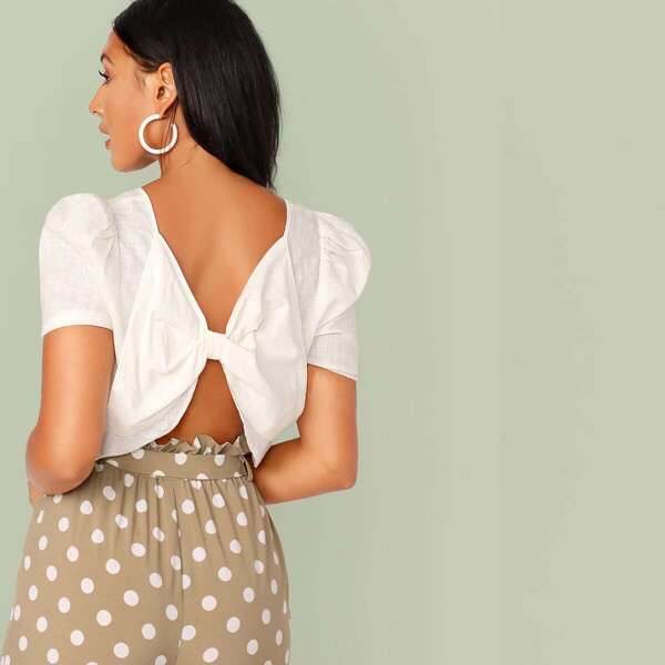 

Tie Back Textured Crop Top