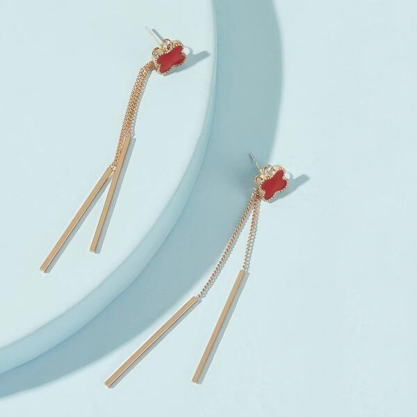 

Clover Decor Bar Drop Earrings 1pair