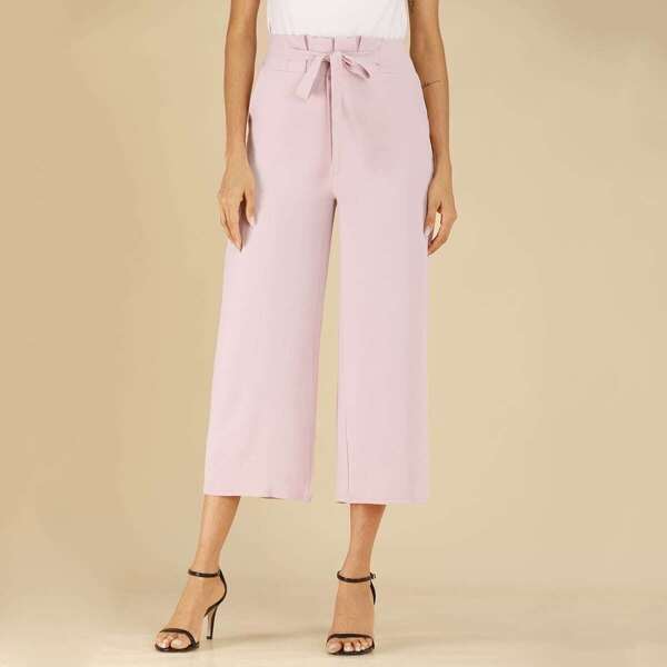 

Tie Front Shirred Waist Wide Leg Trousers