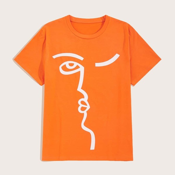 

Men Abstract Figure Print Tee