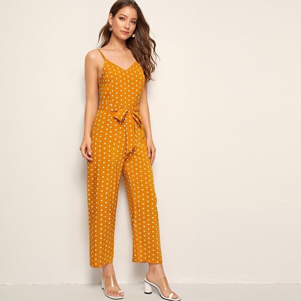 

Polka Dot Belted Cami Jumpsuit