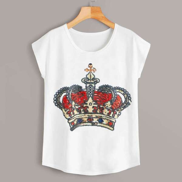 

Crown Print Cap Sleeve Tee