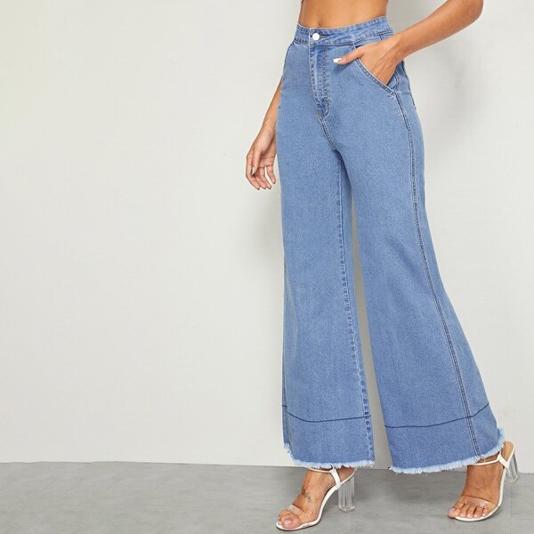 

Raw Hem Flare Leg Jeans