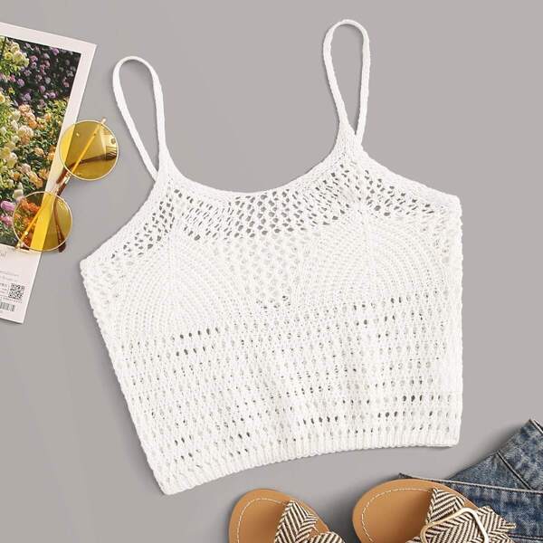 

Solid Crochet Crop Cami Top
