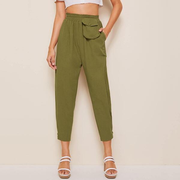 

Pocket Elastic Waist Crop Pants