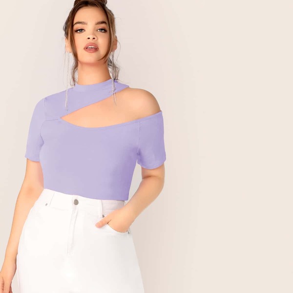 

Plus Asymmetrical Shoulder Cut Out Top