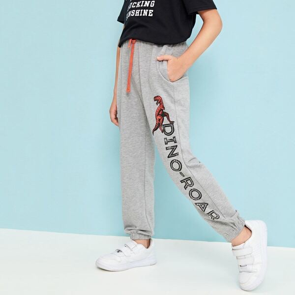 

Boys Dinosaur & Slogan Print SweatTrousers