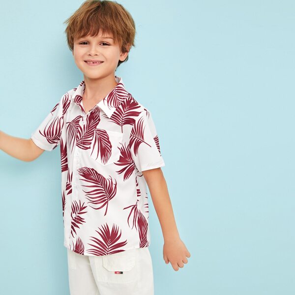 

Boys Palm Leaf Print Shirt, Multicolor