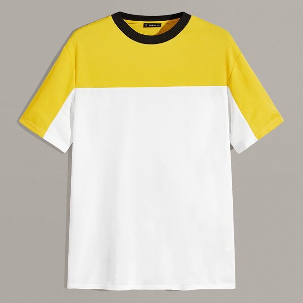

Men Neon Yellow Two Tone Contrast Neck Top