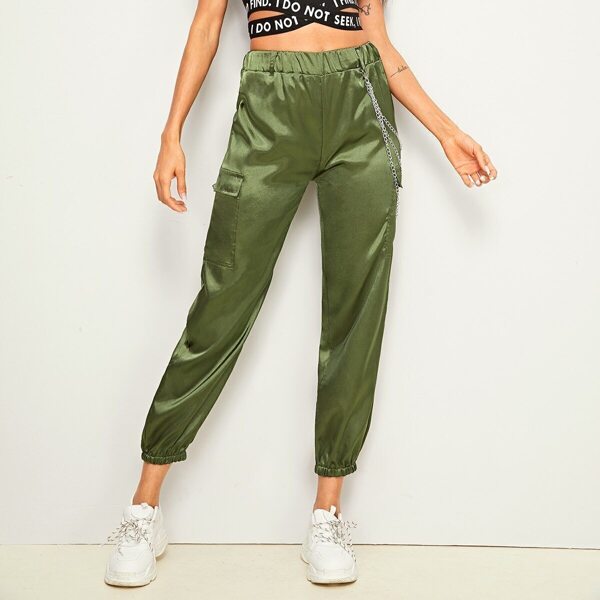 

Chain Detail Pocket Side Cargo Pants