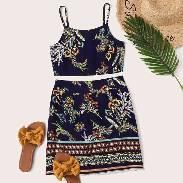 

Tribal Print Cami Top With Skirt
