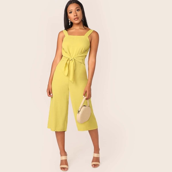 

Self Tie Front Palazzo Crop Jumpsuit