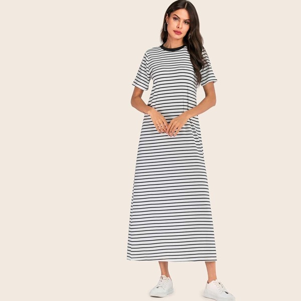 

Striped Longline Ringer Tee Dress
