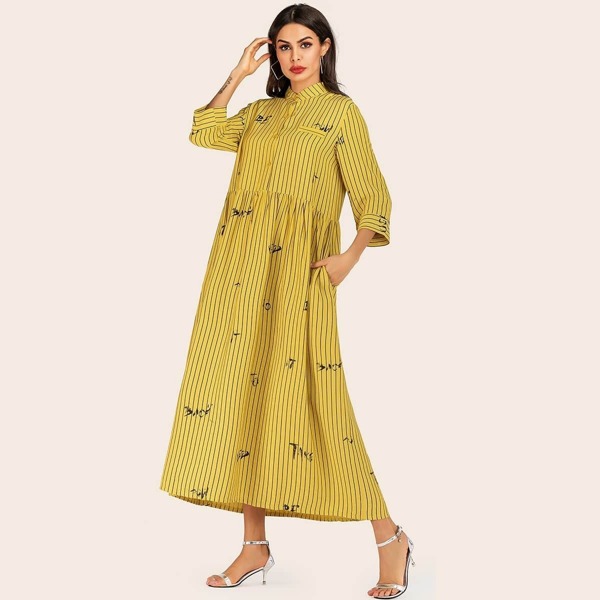 

Stripe Smock Maxi Shirt Dress