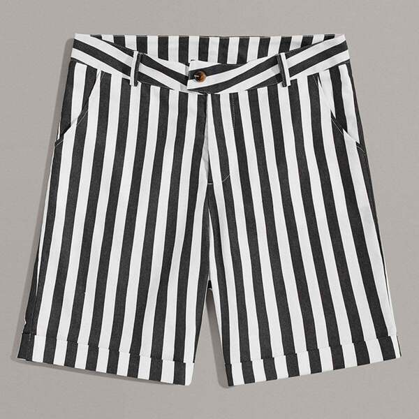 

Men Striped Button Fly Shorts