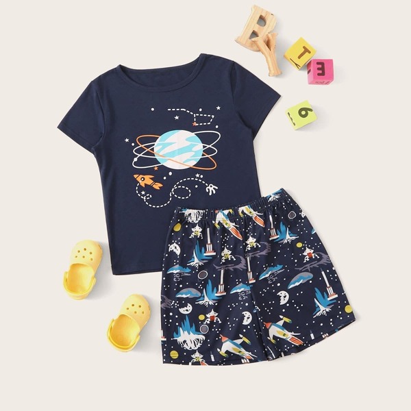 

Boys Galaxy Print Pajama Set